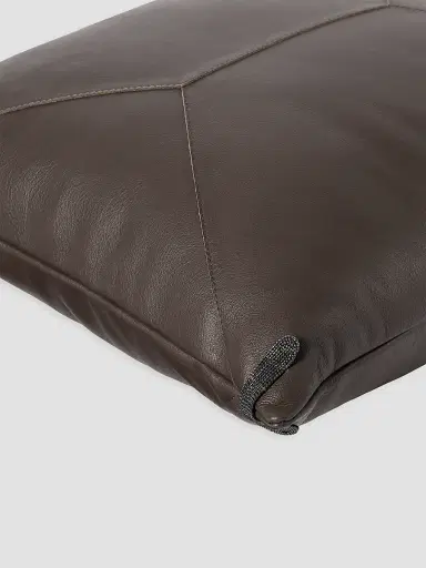 Brunello Cucinelli Grained Leather Cushion with Monili - Cigar | Thumbnail 3 Brunello Cucinelli Grained Leather Cushion with Monili - Cigar | Thumbnail 3
