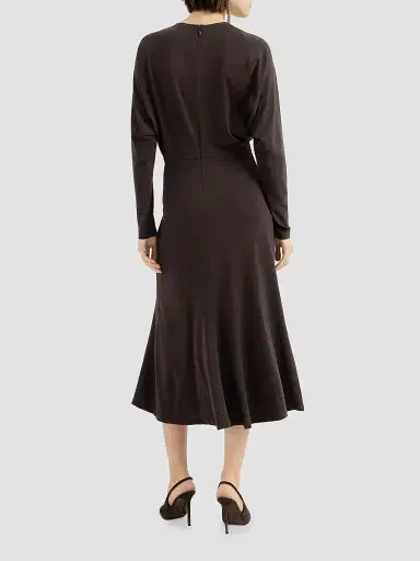 Brunello Cucinelli Women's Techno Wool Jersey Dress with Monili - Coffee | Thumbnail 4 Brunello Cucinelli Women's Techno Wool Jersey Dress with Monili - Coffee | Thumbnail 4