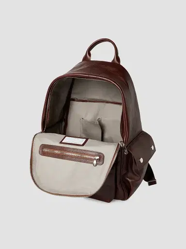 Brunello Cucinelli Men's Calfskin Travel Backpack - Burgundy | Thumbnail 5 Brunello Cucinelli Men's Calfskin Travel Backpack - Burgundy | Thumbnail 5