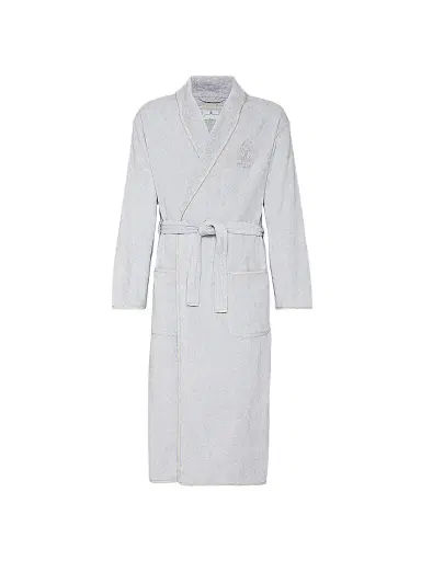 Brunello Cucinelli Women's Cotton Terrycloth Bathrobe with Linen Trims | Thumbnail 1 Brunello Cucinelli Women's Cotton Terrycloth Bathrobe with Linen Trims | Thumbnail 1