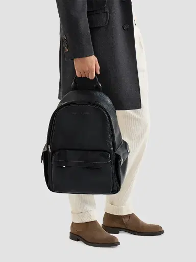 Brunello Cucinelli Men's Grained Calfskin Travel Backpack | Thumbnail 2 Brunello Cucinelli Men's Grained Calfskin Travel Backpack | Thumbnail 2