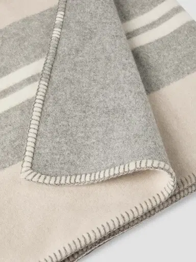 Brunello Cucinelli Cashmere Regimental Stripe Double Knit Throw - Beige | Thumbnail 3 Brunello Cucinelli Cashmere Regimental Stripe Double Knit Throw - Beige | Thumbnail 3