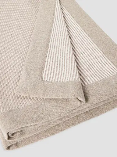 Brunello Cucinelli Cashmere English Rib Knit Throw with Contrast Borders | Thumbnail 3 Brunello Cucinelli Cashmere English Rib Knit Throw with Contrast Borders | Thumbnail 3