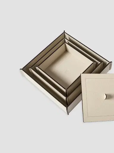 Brunello Cucinelli Trio of Leather Organizer Boxes with Lids - | Thumbnail 3 Brunello Cucinelli Trio of Leather Organizer Boxes with Lids - | Thumbnail 3