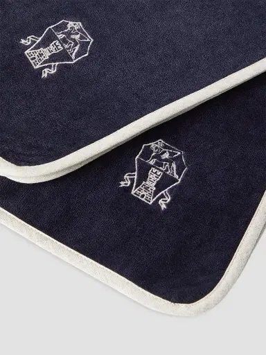 Brunello Cucinelli 2 Piece Cotton Terrycloth Bath Towel Set with Embroidery - Navy Blue | Thumbnail 3 Brunello Cucinelli 2 Piece Cotton Terrycloth Bath Towel Set with Embroidery - Navy Blue | Thumbnail 3