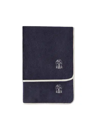 Brunello Cucinelli 2 Piece Cotton Terrycloth Bath Towel Set with Embroidery - Navy Blue | Thumbnail 1 Brunello Cucinelli 2 Piece Cotton Terrycloth Bath Towel Set with Embroidery - Navy Blue | Thumbnail 1