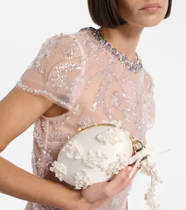 Self-Portrait Oval Small embellished satin clutch | Thumbnail 3 Self-Portrait Oval Small embellished satin clutch | Thumbnail 3