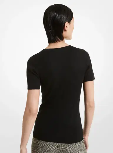 Michael Kors Collection Cashmere Short-Sleeve Sweater in | Thumbnail 2 Michael Kors Collection Cashmere Short-Sleeve Sweater in | Thumbnail 2