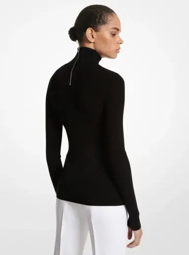 Michael Kors Collection Ribbed Stretch Viscose Turtleneck Sweater | Thumbnail 2 Michael Kors Collection Ribbed Stretch Viscose Turtleneck Sweater | Thumbnail 2