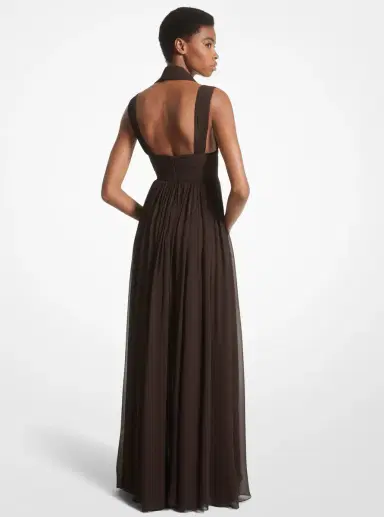 Michael Kors Collection Hand-Gathered Silk Chiffon Split-Strap Gown | Thumbnail 2 Michael Kors Collection Hand-Gathered Silk Chiffon Split-Strap Gown | Thumbnail 2