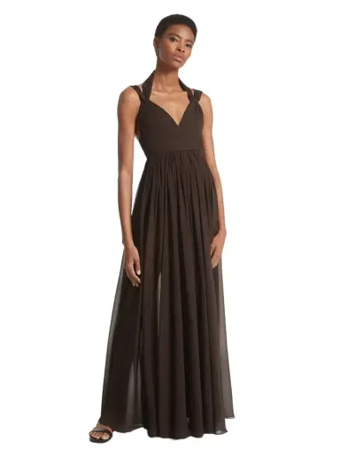 Michael Kors Collection Hand-Gathered Silk Chiffon Split-Strap Gown | Thumbnail 1 Michael Kors Collection Hand-Gathered Silk Chiffon Split-Strap Gown | Thumbnail 1