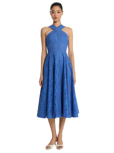 Michael Kors Collection Cotton Eyelet Halter Dress | Thumbnail 1 Michael Kors Collection Cotton Eyelet Halter Dress | Thumbnail 1