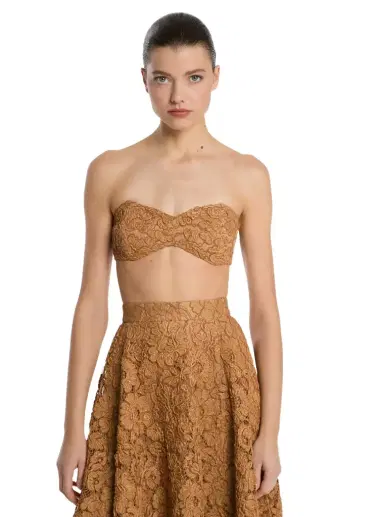 Michael Kors Collection Hand-Embroidered Floral Lace Bandeau Top | Thumbnail 1 Michael Kors Collection Hand-Embroidered Floral Lace Bandeau Top | Thumbnail 1