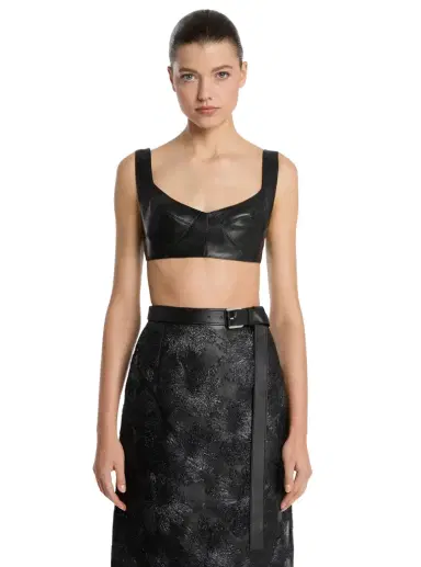 Michael Kors Collection Plongé Leather Bra Top | Thumbnail 1 Michael Kors Collection Plongé Leather Bra Top | Thumbnail 1