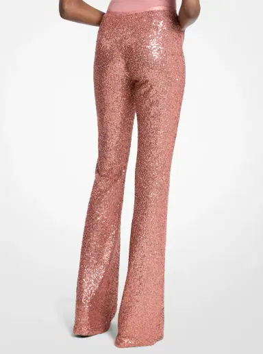 Michael Kors Collection Hand-Embroidered Sequin Stretch Tulle Flared Pants in | Thumbnail 2 Michael Kors Collection Hand-Embroidered Sequin Stretch Tulle Flared Pants in | Thumbnail 2