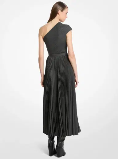Michael Kors Collection Pleated Stretch Wool One-Shoulder Dress | Thumbnail 2 Michael Kors Collection Pleated Stretch Wool One-Shoulder Dress | Thumbnail 2