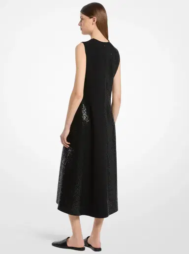 Michael Kors Collection Hand-Embellished Sequin Double Faced Stretch Wool Crepe V-Neck Dress | Thumbnail 2 Michael Kors Collection Hand-Embellished Sequin Double Faced Stretch Wool Crepe V-Neck Dress | Thumbnail 2