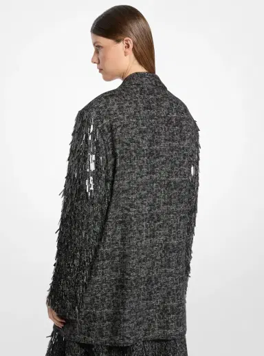 Michael Kors Collection Ryan Hand-Embroidered Smudge Glen Plaid Paillette Wool Blazer | Thumbnail 2 Michael Kors Collection Ryan Hand-Embroidered Smudge Glen Plaid Paillette Wool Blazer | Thumbnail 2