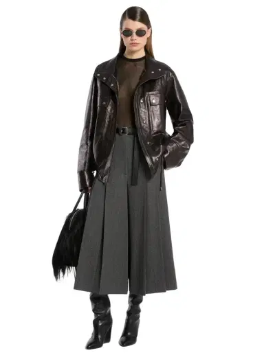 Michael Kors Collection Washed Leather Bomber Jacket | Thumbnail 1 Michael Kors Collection Washed Leather Bomber Jacket | Thumbnail 1