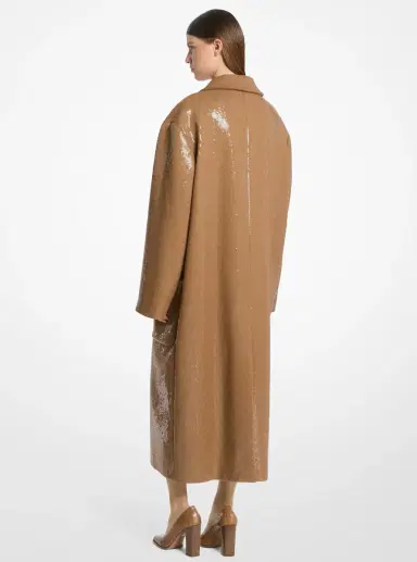 Michael Kors Collection Hand-Embroidered Sequin Wool Slouch Coat | Thumbnail 2 Michael Kors Collection Hand-Embroidered Sequin Wool Slouch Coat | Thumbnail 2
