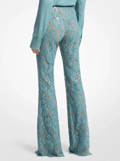 Michael Kors Collection Hand-Embroidered Sequin Floral Lace Flared Pants | Thumbnail 2 Michael Kors Collection Hand-Embroidered Sequin Floral Lace Flared Pants | Thumbnail 2