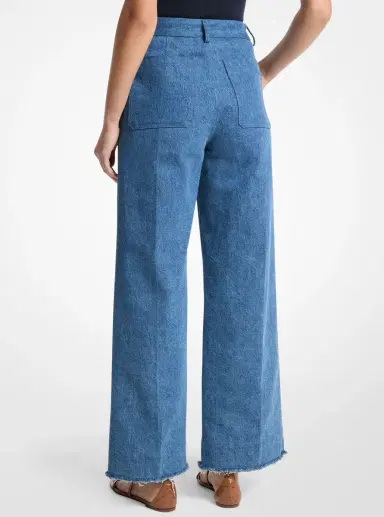 Michael Kors Collection Frayed Denim Cropped Wide-Leg Jeans | Thumbnail 2 Michael Kors Collection Frayed Denim Cropped Wide-Leg Jeans | Thumbnail 2