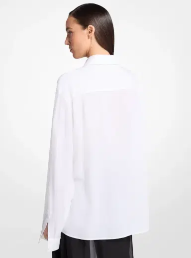 Michael Kors Collection Silk Georgette Boyfriend Button Down Shirt | Thumbnail 2 Michael Kors Collection Silk Georgette Boyfriend Button Down Shirt | Thumbnail 2