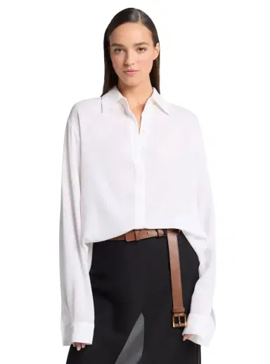 Michael Kors Collection Silk Georgette Boyfriend Button Down Shirt | Thumbnail 1 Michael Kors Collection Silk Georgette Boyfriend Button Down Shirt | Thumbnail 1