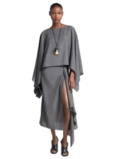 Michael Kors Collection Wool and Silk Blend Kimono Scarf Dress in | Thumbnail 1 Michael Kors Collection Wool and Silk Blend Kimono Scarf Dress in | Thumbnail 1