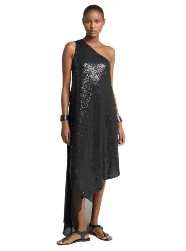 Michael Kors Collection Hand-Embroidered Sequin Silk Georgette Asymmetric Dress | Thumbnail 1 Michael Kors Collection Hand-Embroidered Sequin Silk Georgette Asymmetric Dress | Thumbnail 1