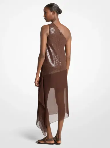 Michael Kors Collection Hand-Embellished Sequin Stretch Wool Crepe Veiled Dress | Thumbnail 2 Michael Kors Collection Hand-Embellished Sequin Stretch Wool Crepe Veiled Dress | Thumbnail 2