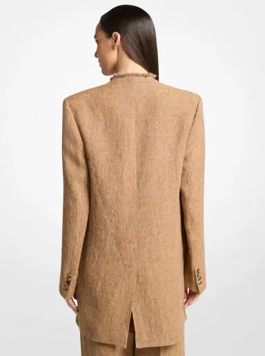 Michael Kors Collection Frayed Linen Collarless Blazer | Thumbnail 2 Michael Kors Collection Frayed Linen Collarless Blazer | Thumbnail 2