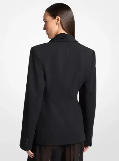 Michael Kors Collection Tissue Wool Crepe Scarf Belted Blazer | Thumbnail 2 Michael Kors Collection Tissue Wool Crepe Scarf Belted Blazer | Thumbnail 2