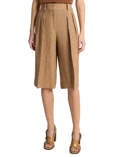 Michael Kors Collection Pleated Linen Trouser Shorts | Thumbnail 1 Michael Kors Collection Pleated Linen Trouser Shorts | Thumbnail 1
