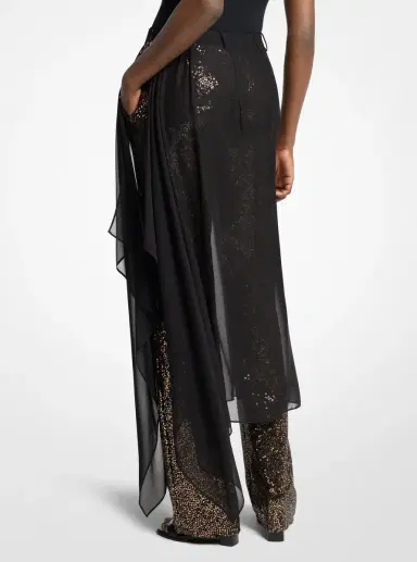 Michael Kors Collection Embellished Tissue Wool Crepe and Silk Voile Veiled Trousers | Thumbnail 2 Michael Kors Collection Embellished Tissue Wool Crepe and Silk Voile Veiled Trousers | Thumbnail 2