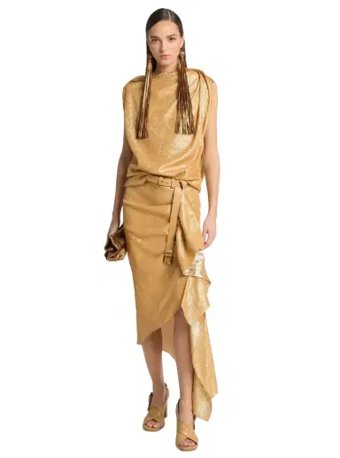 Michael Kors Collection Silk Blend Georgette Lamé Cascade Skirt | Thumbnail 1 Michael Kors Collection Silk Blend Georgette Lamé Cascade Skirt | Thumbnail 1