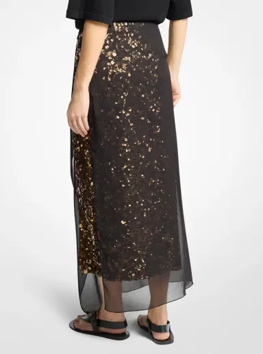 Michael Kors Collection Hand-Embellished Sequin Silk Georgette Veiled Skirt | Thumbnail 2 Michael Kors Collection Hand-Embellished Sequin Silk Georgette Veiled Skirt | Thumbnail 2