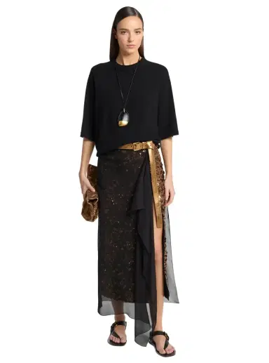 Michael Kors Collection Hand-Embellished Sequin Silk Georgette Veiled Skirt | Thumbnail 1 Michael Kors Collection Hand-Embellished Sequin Silk Georgette Veiled Skirt | Thumbnail 1