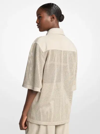 Michael Kors Collection Perforated Suede Safari Shirt | Thumbnail 2 Michael Kors Collection Perforated Suede Safari Shirt | Thumbnail 2