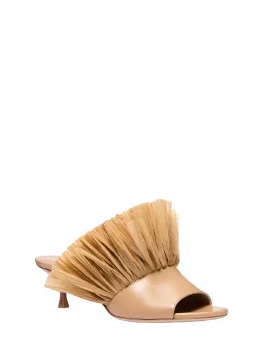 Michael Kors Collection Catarina Leather and Fringe Mule | Thumbnail 1 Michael Kors Collection Catarina Leather and Fringe Mule | Thumbnail 1