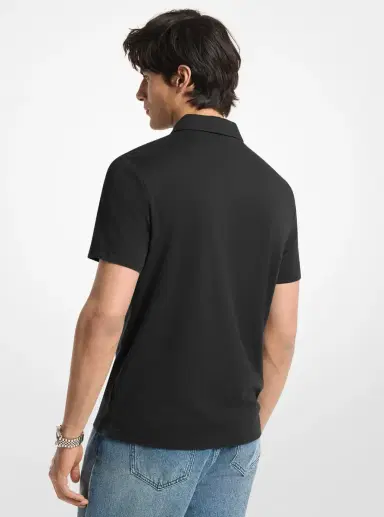 Michael Kors Collection Cotton Blend Piqué Zip-Up Polo Shirt | Thumbnail 2 Michael Kors Collection Cotton Blend Piqué Zip-Up Polo Shirt | Thumbnail 2