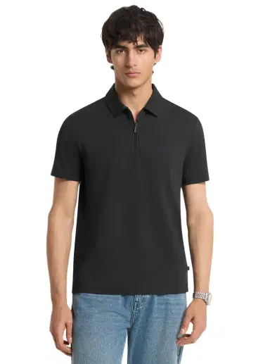 Michael Kors Collection Cotton Blend Piqué Zip-Up Polo Shirt | Thumbnail 1 Michael Kors Collection Cotton Blend Piqué Zip-Up Polo Shirt | Thumbnail 1
