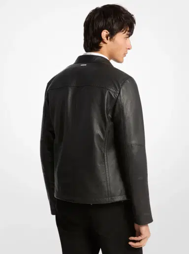 Michael Kors Collection Leather Double-Zip Racer Jacket in | Thumbnail 2 Michael Kors Collection Leather Double-Zip Racer Jacket in | Thumbnail 2