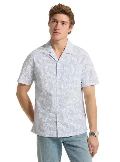 Michael Kors Collection Floral Stretch Cotton Short-Sleeve Shirt | Thumbnail 1 Michael Kors Collection Floral Stretch Cotton Short-Sleeve Shirt | Thumbnail 1