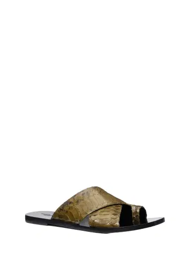 Michael Kors Collection Mackenzie Snake Embossed Leather Sandal | Thumbnail 1 Michael Kors Collection Mackenzie Snake Embossed Leather Sandal | Thumbnail 1