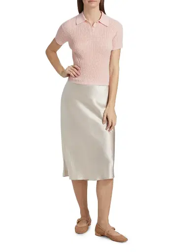 Guest in Residence Women's Shrunken Cashmere Polo Shirt - Powder Pink | Thumbnail 2 Guest in Residence Women's Shrunken Cashmere Polo Shirt - Powder Pink | Thumbnail 2