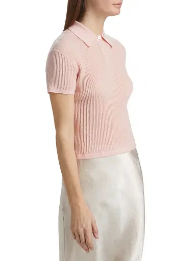 Guest in Residence Women's Shrunken Cashmere Polo Shirt - Powder Pink | Thumbnail 4 Guest in Residence Women's Shrunken Cashmere Polo Shirt - Powder Pink | Thumbnail 4