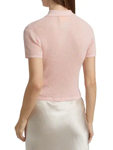 Guest in Residence Women's Shrunken Cashmere Polo Shirt - Powder Pink | Thumbnail 5 Guest in Residence Women's Shrunken Cashmere Polo Shirt - Powder Pink | Thumbnail 5