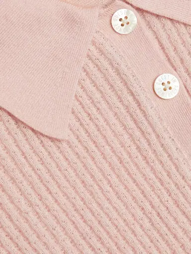 Guest in Residence Women's Shrunken Cashmere Polo Shirt - Powder Pink | Thumbnail 7 Guest in Residence Women's Shrunken Cashmere Polo Shirt - Powder Pink | Thumbnail 7