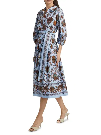 Cara Cara Women's Raya Floral Tie-Waist Dress - Marcel Blue | Thumbnail 2 Cara Cara Women's Raya Floral Tie-Waist Dress - Marcel Blue | Thumbnail 2